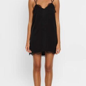 Kivari Finaly black slip with lace mini dress XS NWT